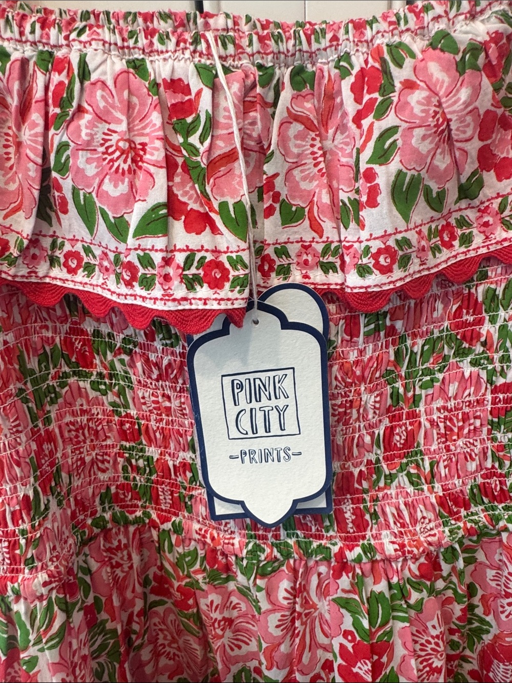 Smocked Ruffle Pink Floral Maxi Dress - Picture 2 of 5
